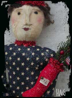 Primitive Americana Patriotic Liberty Door Doll
